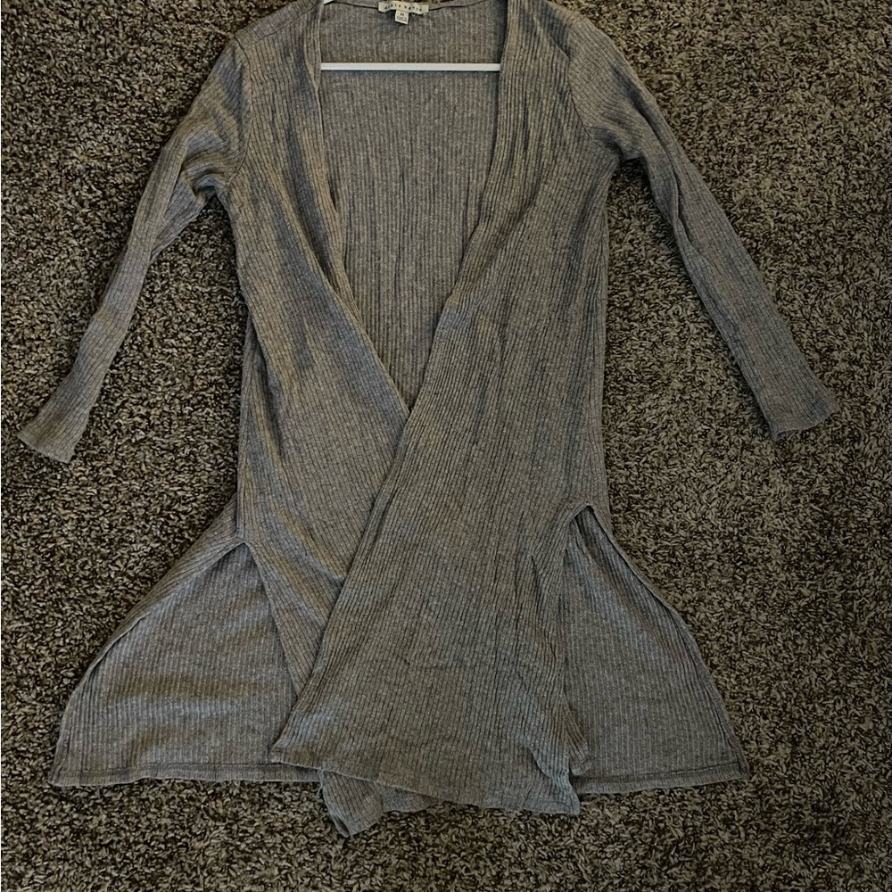 Haute Monde Charcoal Ribbed Cardigan